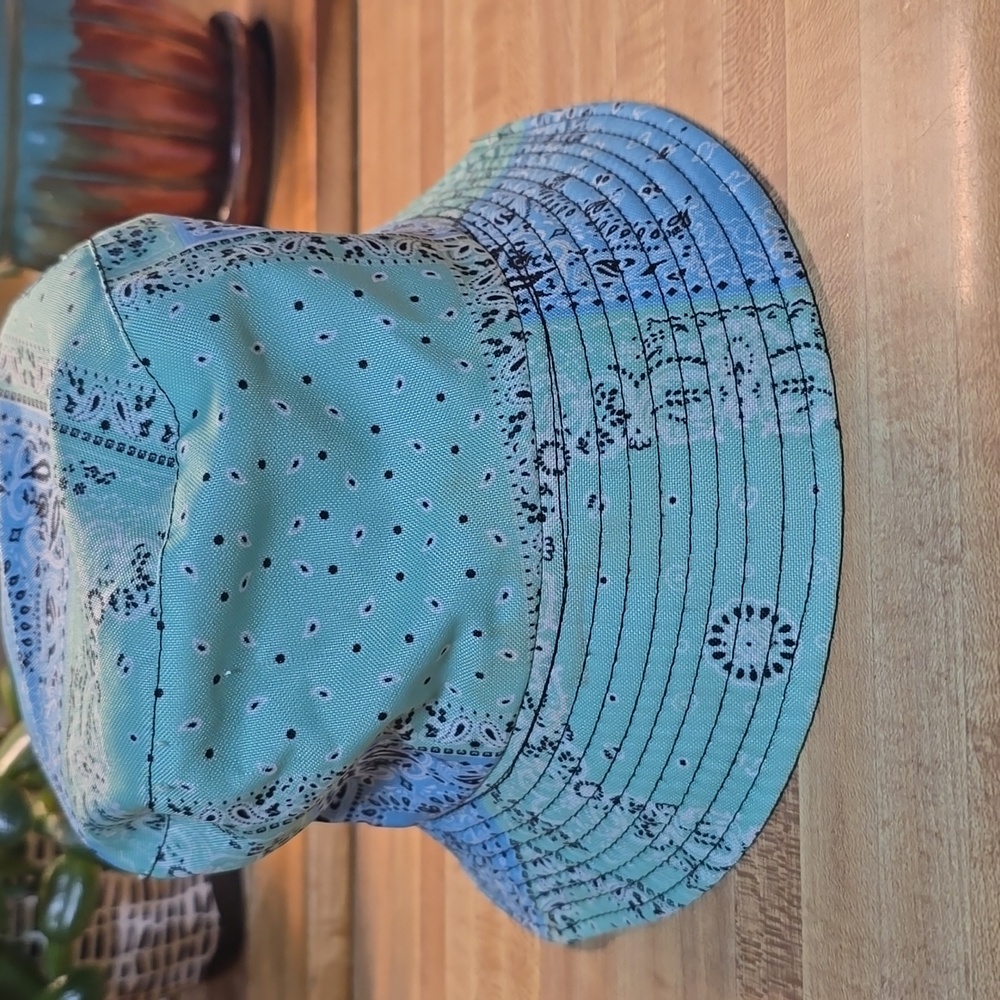 Blue and Green Patterned Bucket Hat